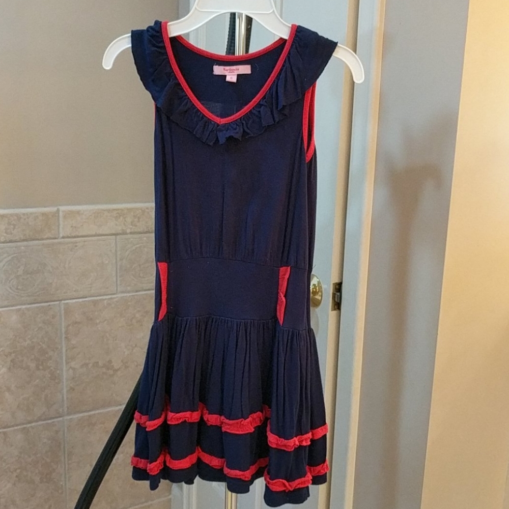 Girls 6 navy & red dress from Beetlejuice London